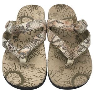 Orthaheel Vionic Snakeskin Pattern Slip On Sandals
